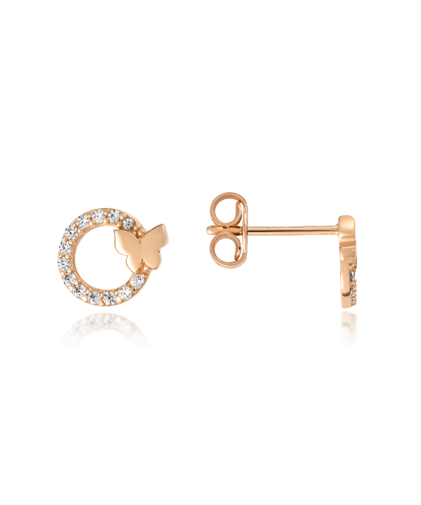 Золотые серьги с цирконами "Бабочки"