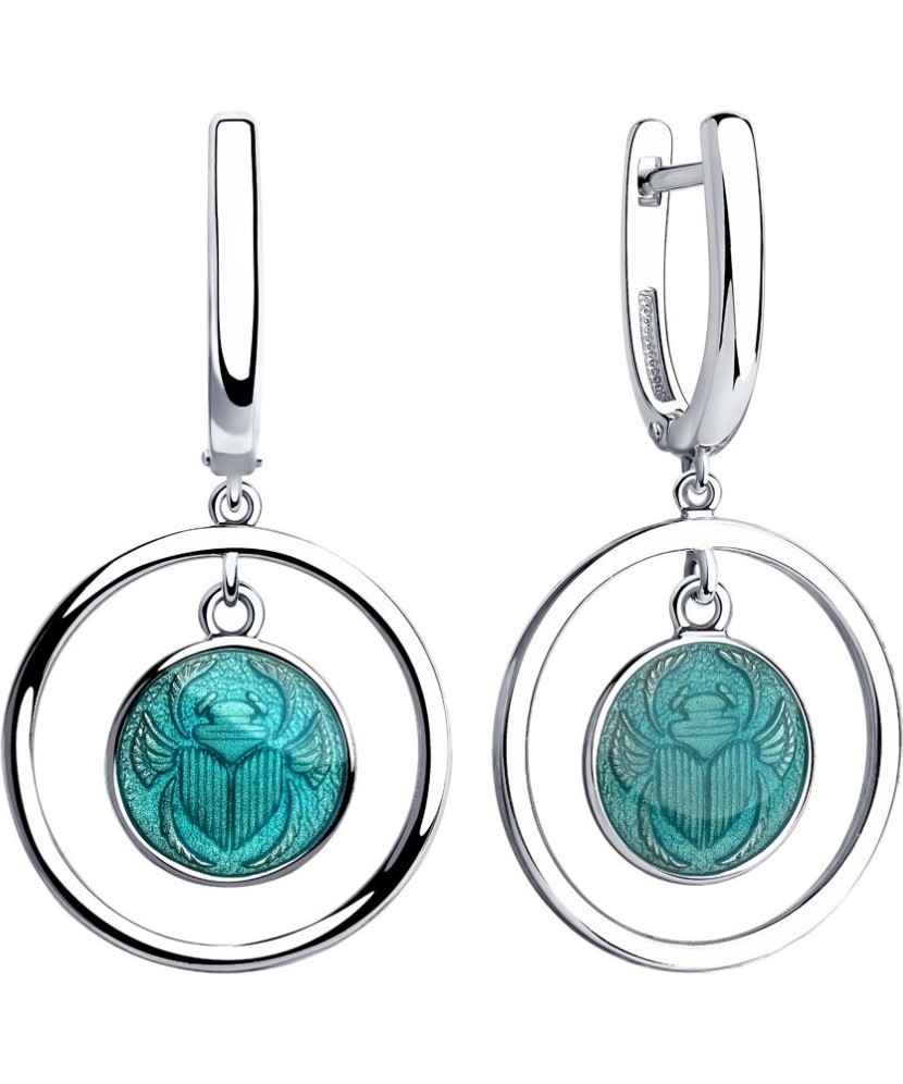 Sidabriniai auskarai su emale - Sidabriniai auskarai - Goldinga