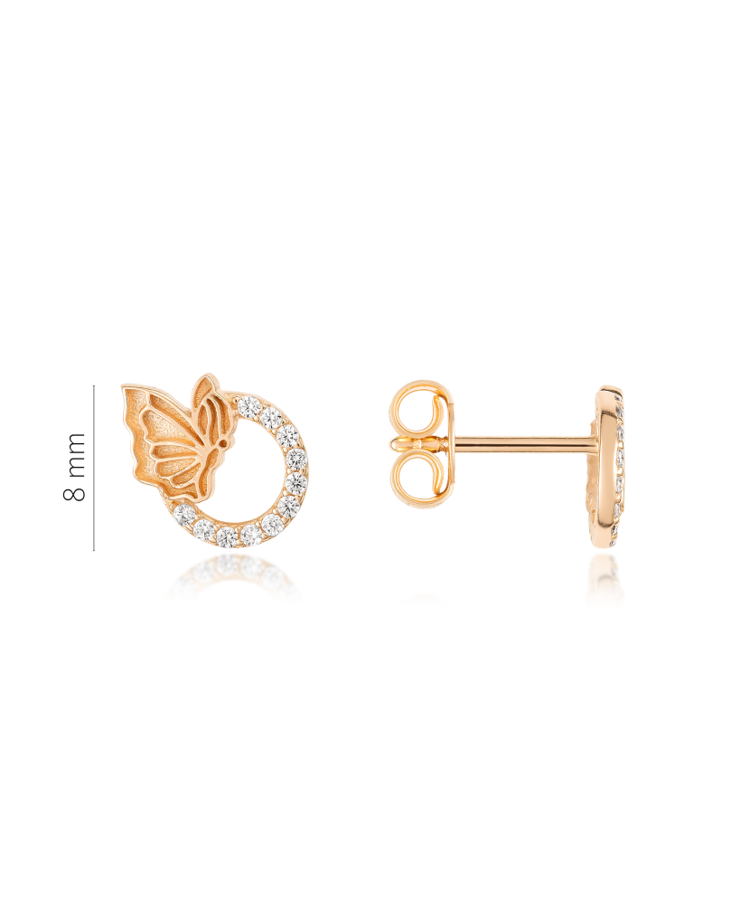 Kuldkõrvarõngad tsirkoonidega "Liblikad"