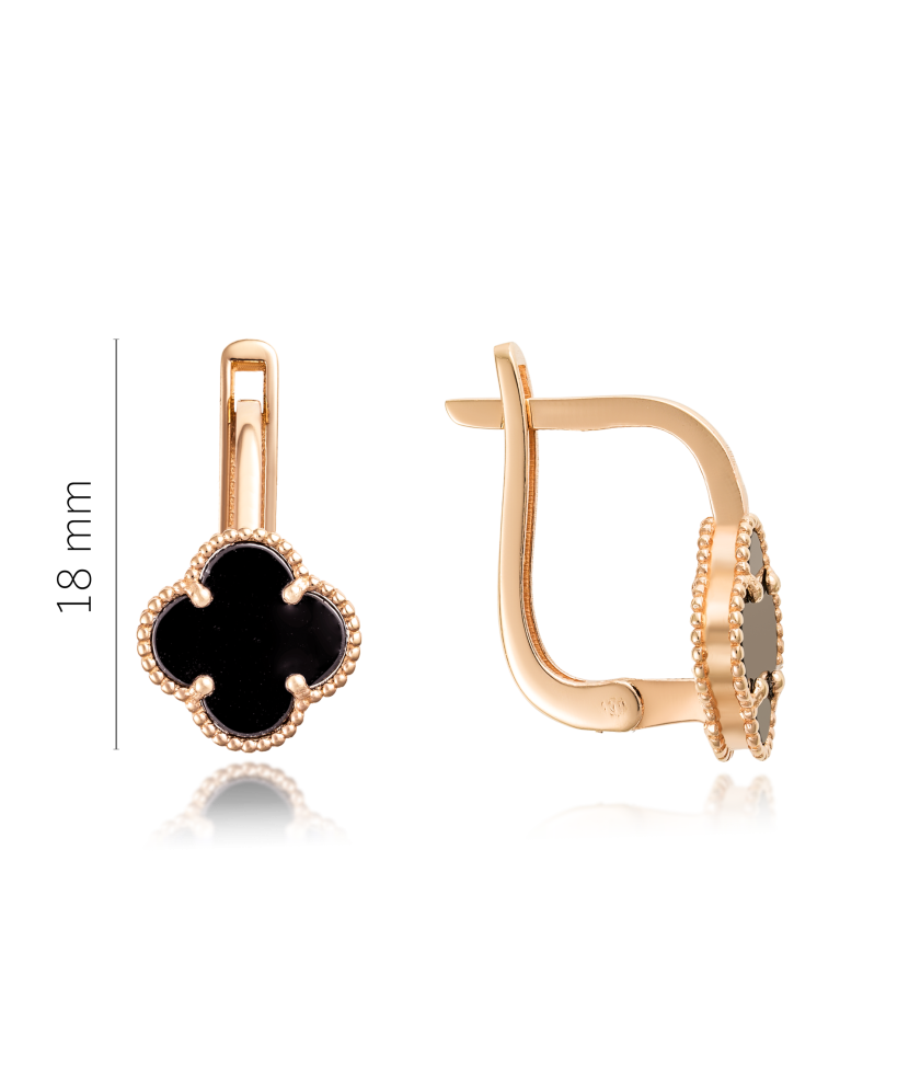 Золотая брошь с ониксами