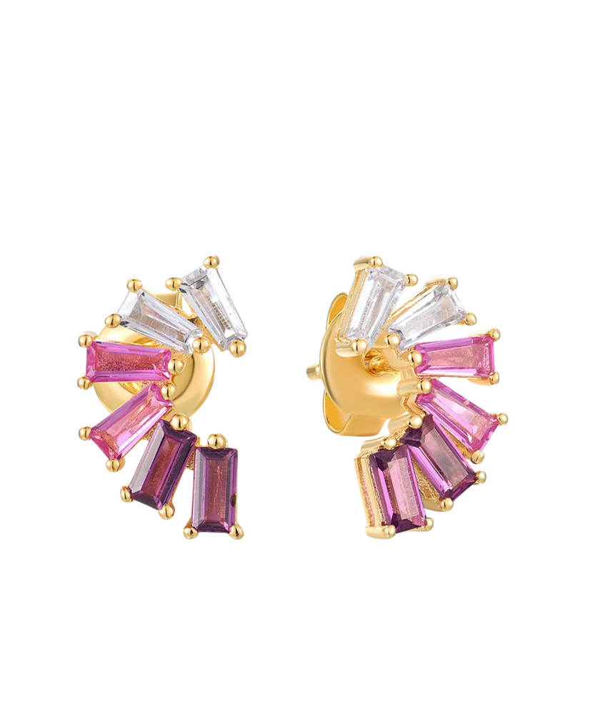 Kullatud sterlinghõbedast kõrvarõngad nanosafiiri ja tsirkoonidega