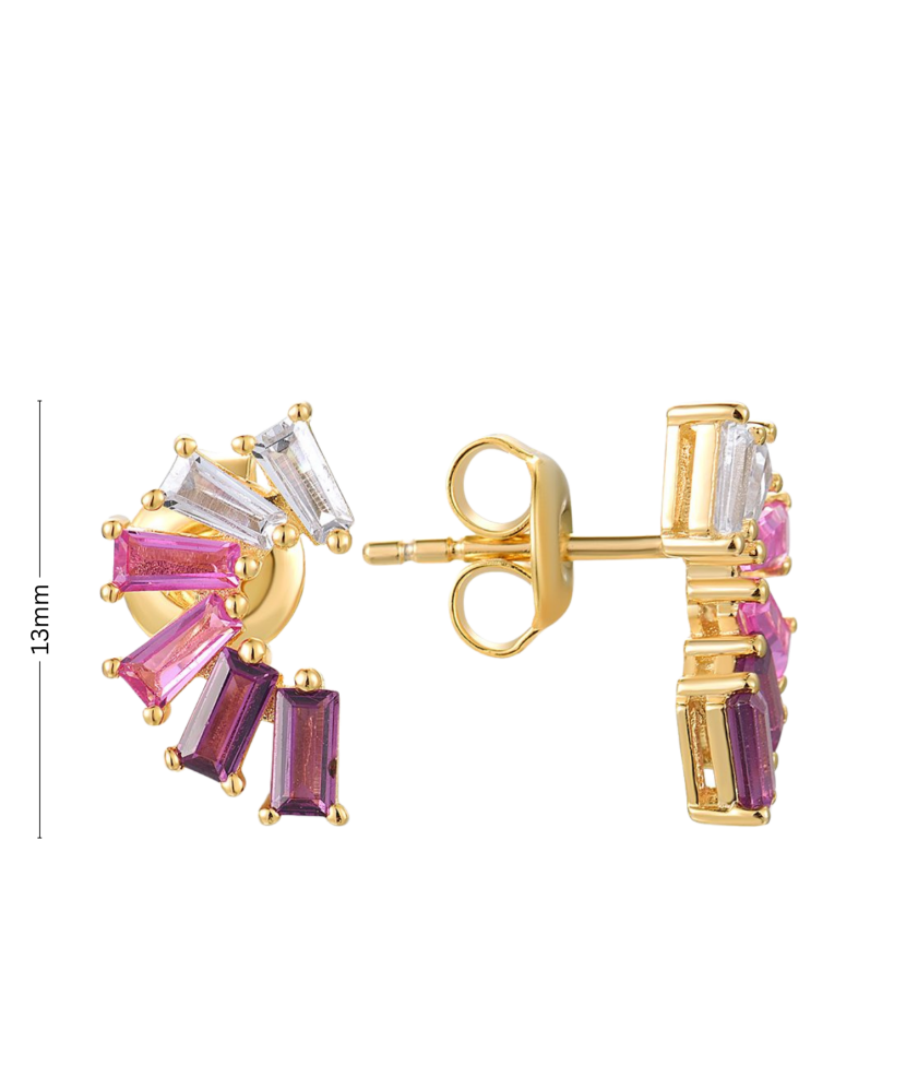 Kullatud sterlinghõbedast kõrvarõngad nanosafiiri ja tsirkoonidega