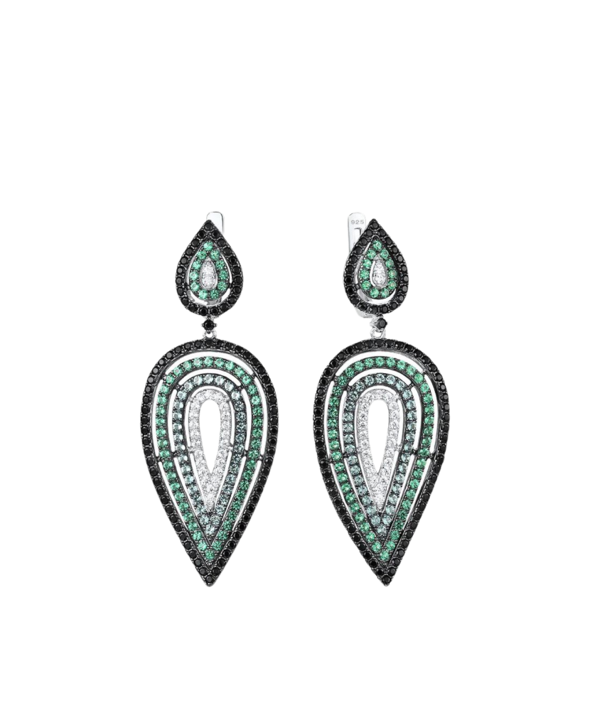 Hõbekõrvarõngad tsirkoonidega ja spinelliga