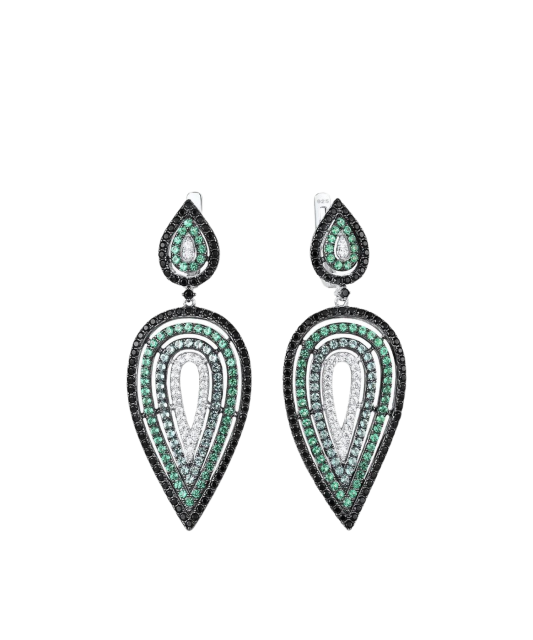 Hõbekõrvarõngad tsirkoonidega ja spinelliga