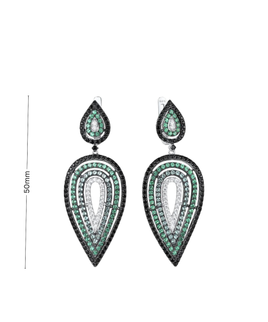 Hõbekõrvarõngad tsirkoonidega ja spinelliga