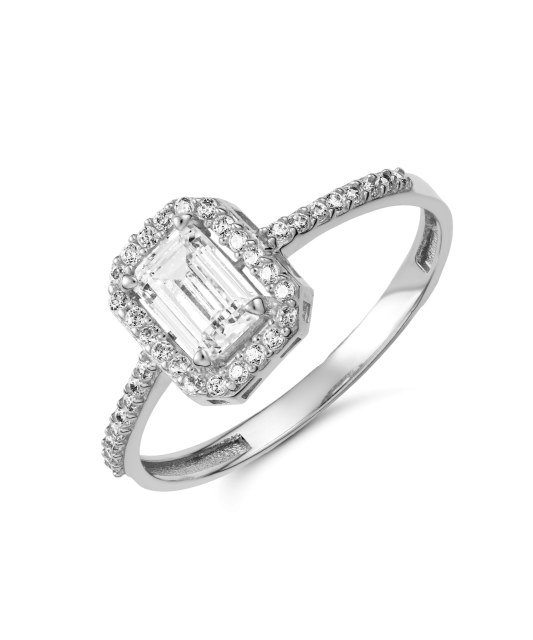 Valgest kullast sõrmus tsirkoonidega