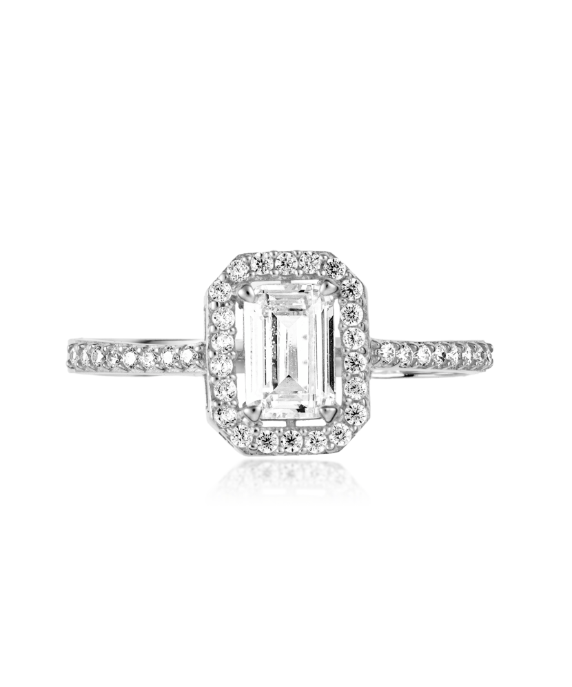 Valgest kullast sõrmus tsirkoonidega