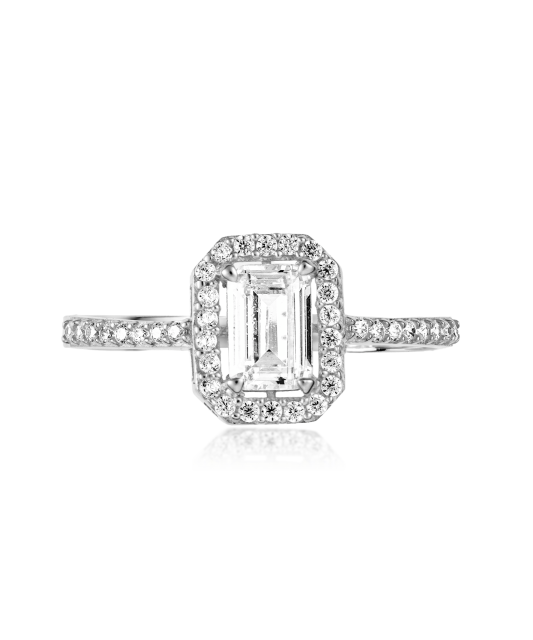 Valgest kullast sõrmus tsirkoonidega