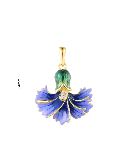 Hõbedane kullatud ripats emaili ja tsirkoonidega