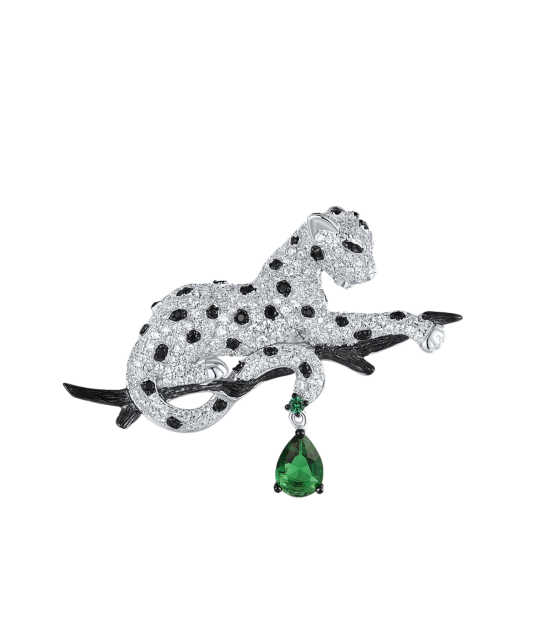 Hõbedane tsirkoonide ja spinellidega pross