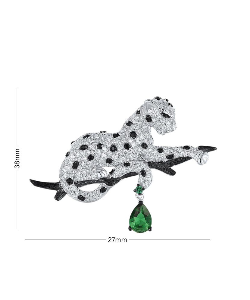 Hõbedane tsirkoonide ja spinellidega pross