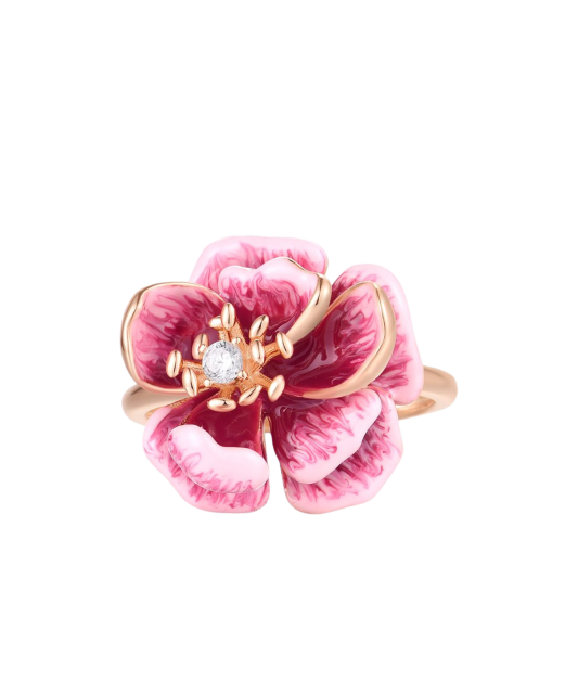 Kullatud hõbesõrmus tsirkoonide ja emailiga