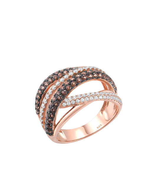 Позолоченное кольцо из серебра с цирконами