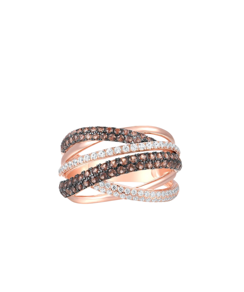 Kullatud hõbesõrmus tsirkoonidega