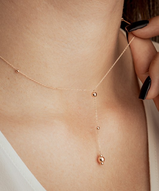 Двойная золотая цепочка с подвесками