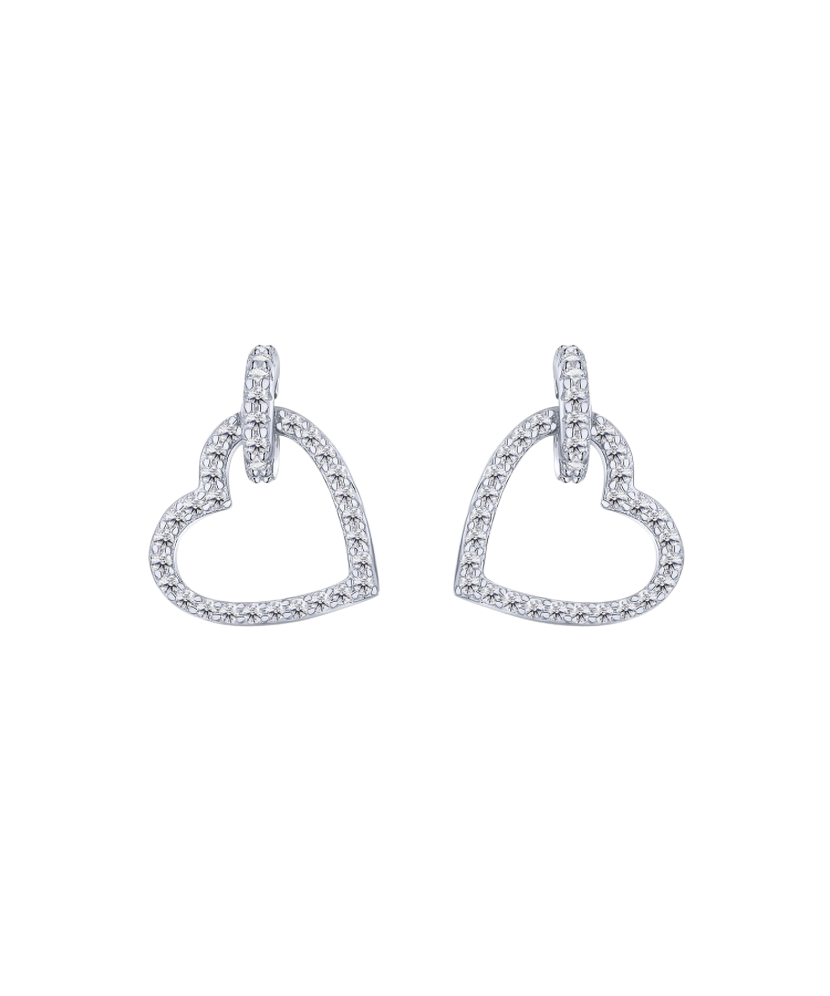 Hõbedast kõrvarõngad tsirkoonide "Südas"