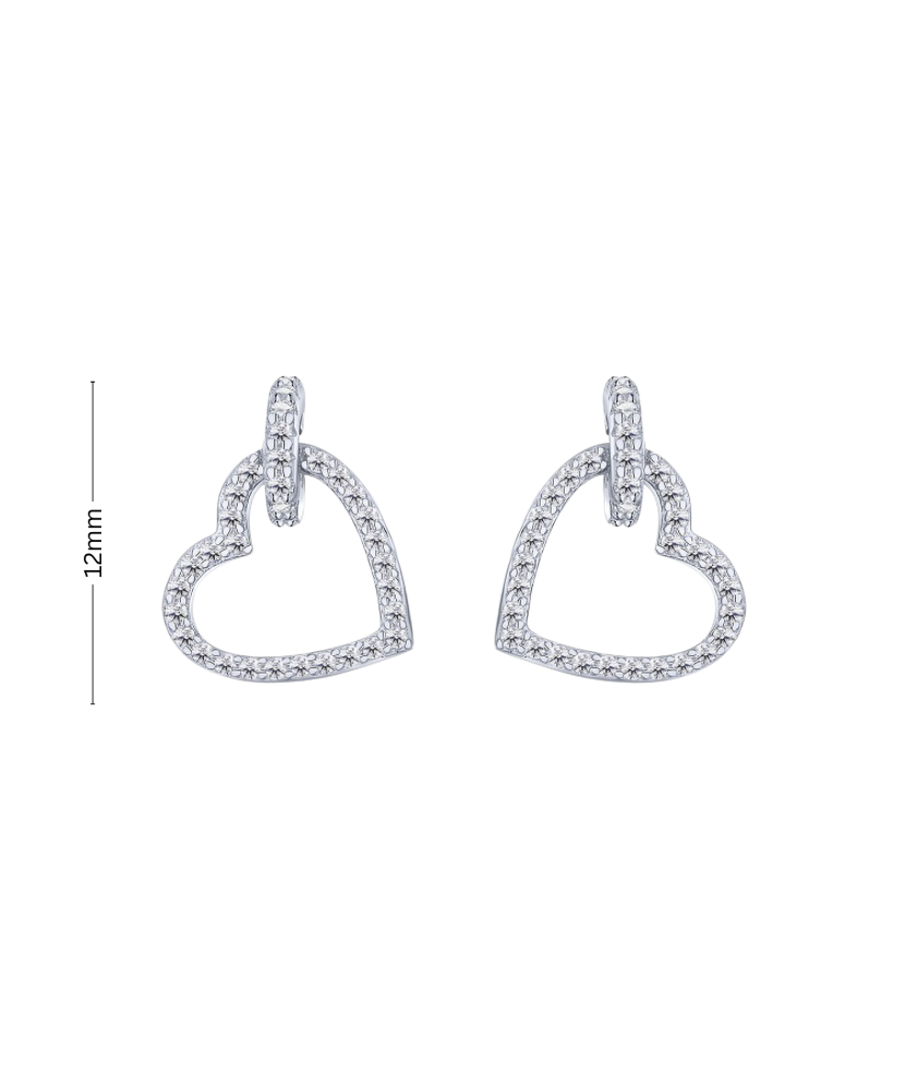 Серьги из серебра с цирконом "Сердцеs"