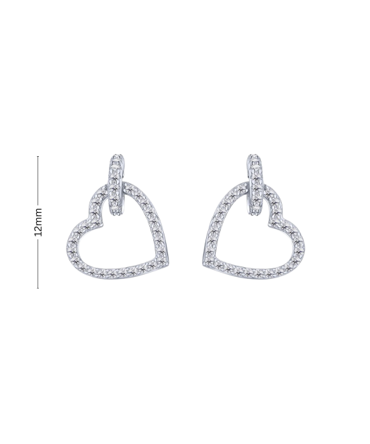 Hõbedast kõrvarõngad tsirkoonide "Südas"