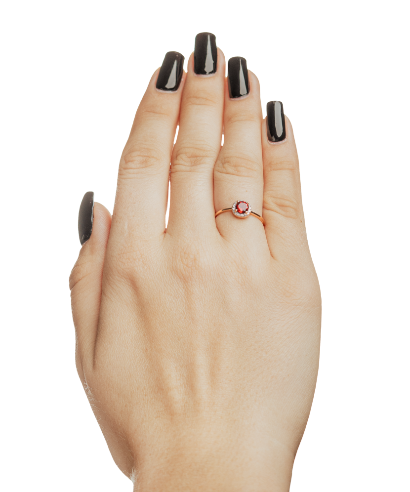 Kuldsõrmus teemantide ja granaadiga