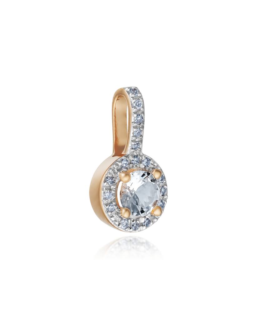 Kuldne ripats teemantide ja läbipaistva topaasiga