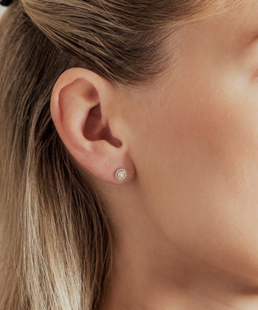 Kollase kullaga kõrvarõngad Briljantidega