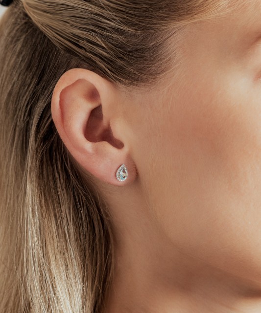 Kollase kullaga kõrvarõngad teemantide ja valge topaasiga