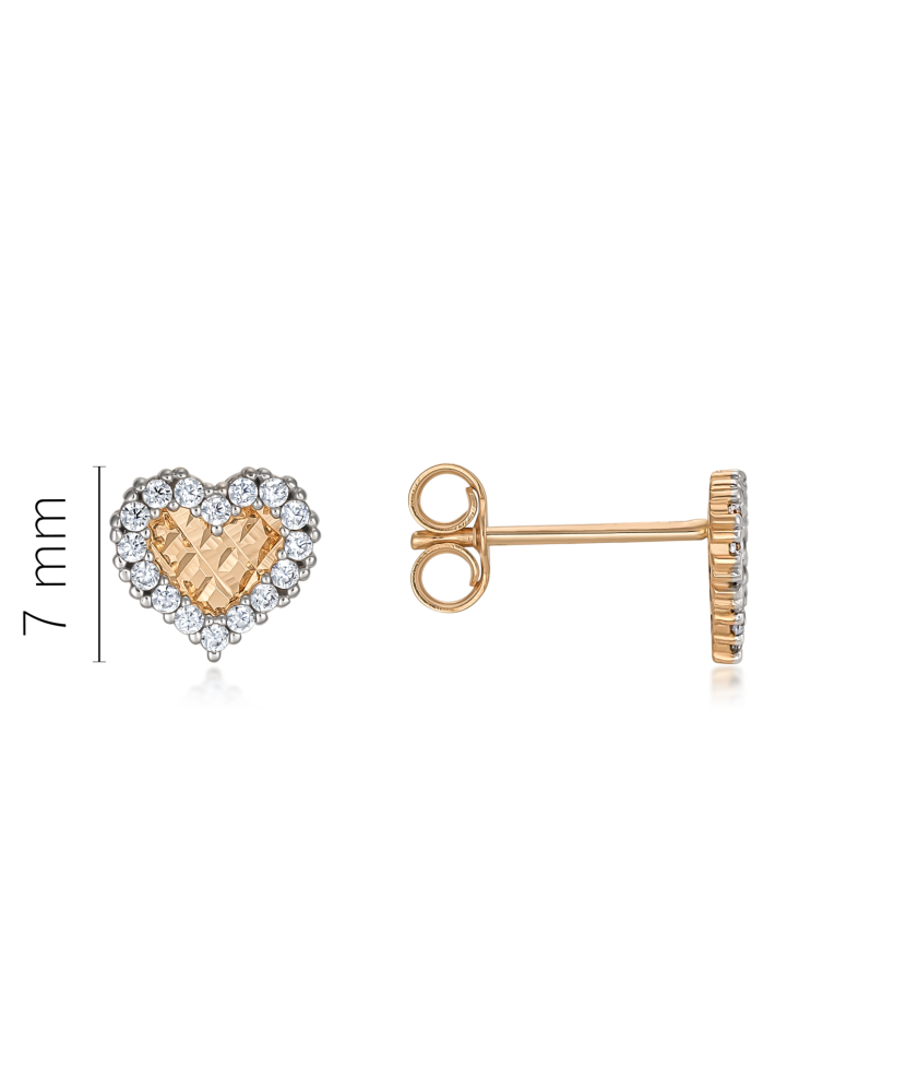 Kuldkõrvarõngad tsirkoonidega "Südamed"