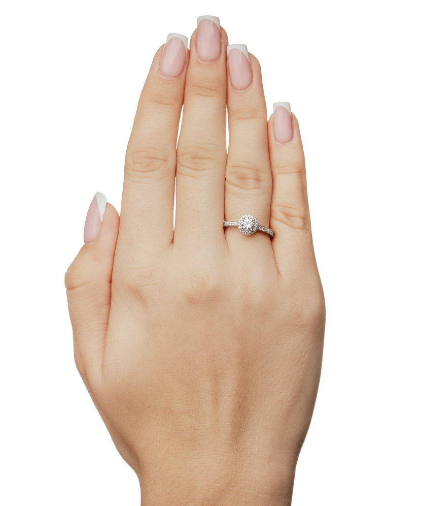 Valgest kullast sõrmus tsirkoonidega