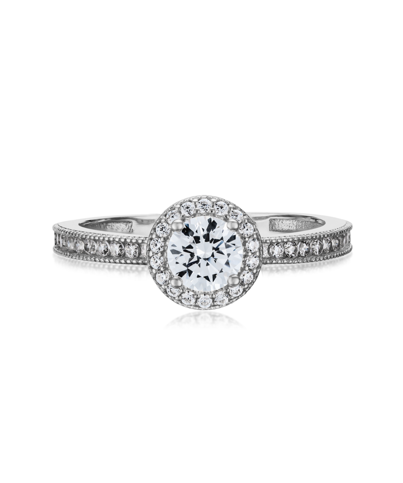 Valgest kullast sõrmus tsirkoonidega