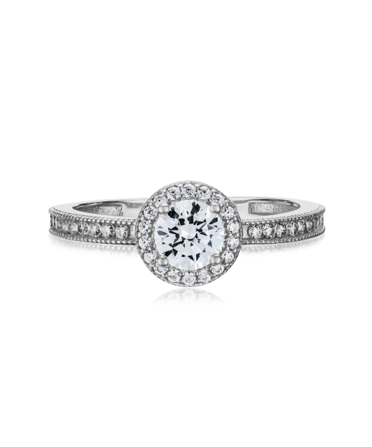 Valgest kullast sõrmus tsirkoonidega