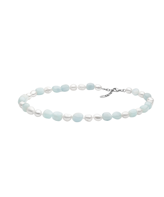 Akvamariini ja pärlitega kaelakee