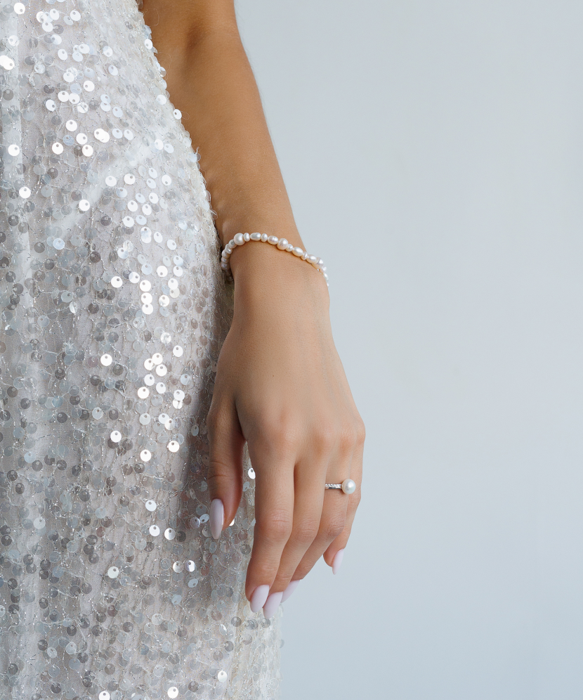 Жемчужный браслет с серебром