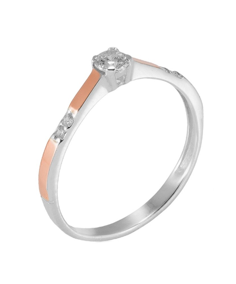 Sidabrinis žiedas su cirkoniais dengtas auksu - Sidabriniai žiedai - Goldinga