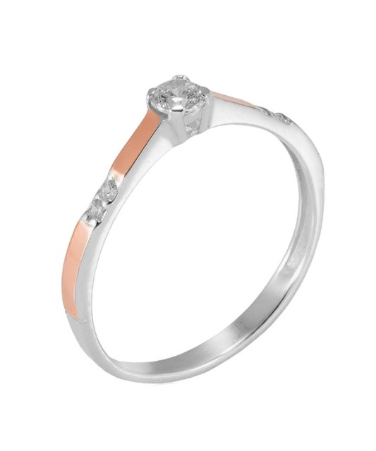 Sidabrinis žiedas su cirkoniais dengtas auksu - Sidabriniai žiedai - Goldinga