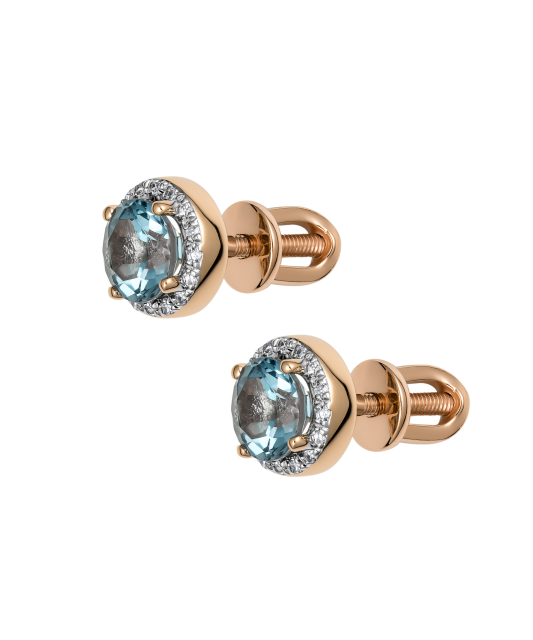 Золотые серьги с алмазами и топазами