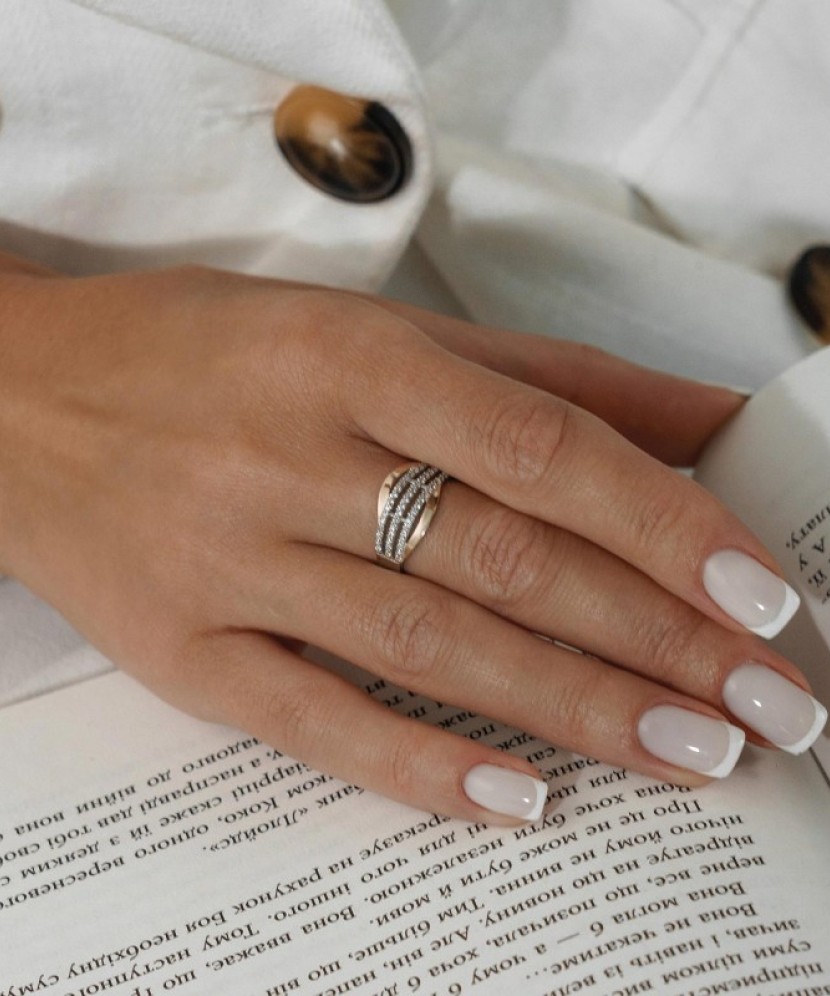 Hõbesõrmus kullatud tsirkoonidega