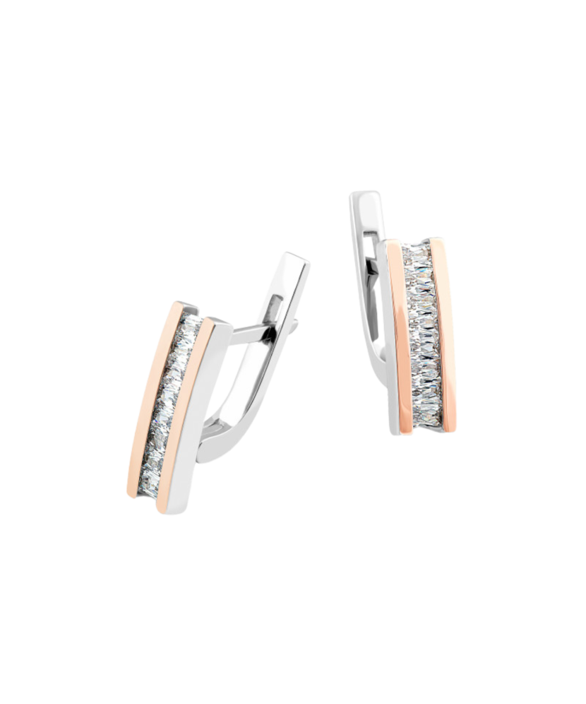 Hõbekõrvarõngad kullatud tsirkoonidega