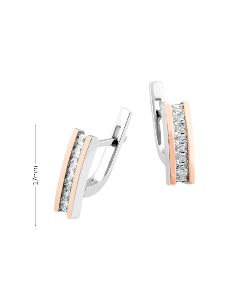 Hõbekõrvarõngad kullatud tsirkoonidega