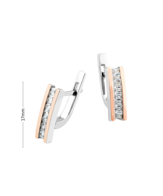 Hõbekõrvarõngad kullatud tsirkoonidega