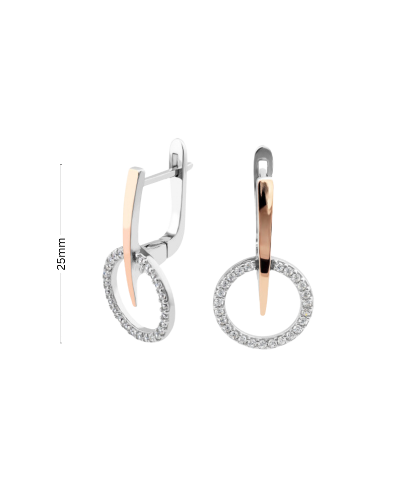 Hõbekõrvarõngad kullatud tsirkoonidega