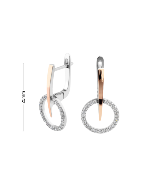 Hõbekõrvarõngad kullatud tsirkoonidega