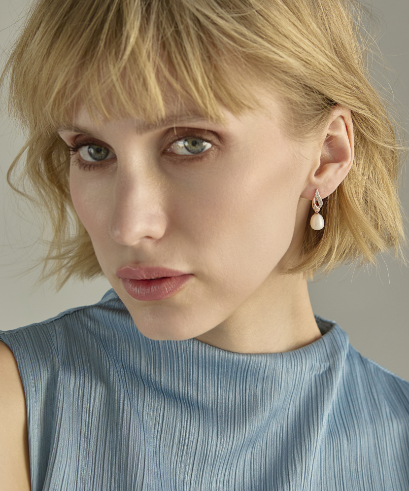 Kullatud Hõbekõrvarõngad pärlite ja tsirkoonidega