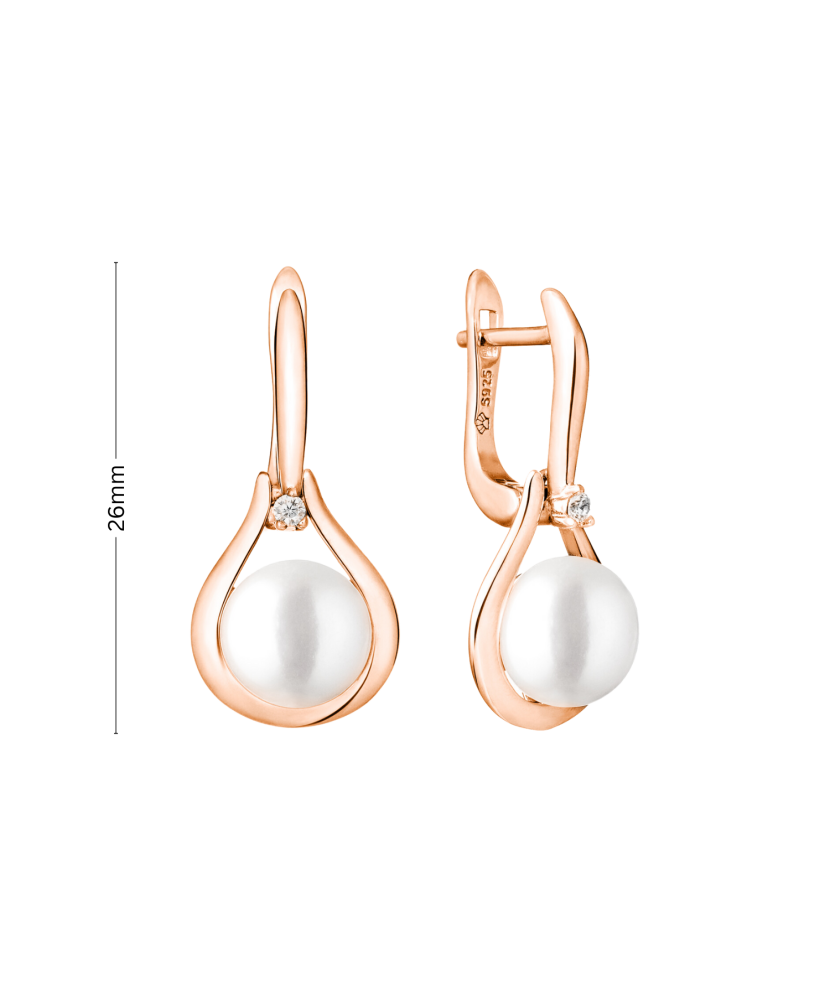 Kullatud Hõbekõrvarõngad pärlite ja tsirkoonidega