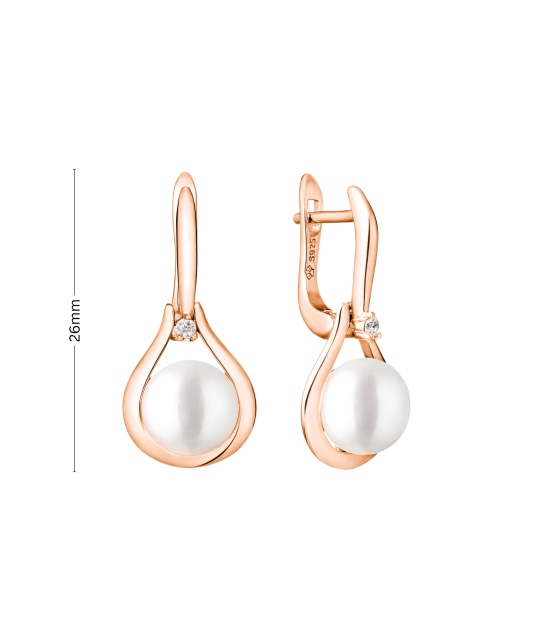 Kullatud Hõbekõrvarõngad pärlite ja tsirkoonidega