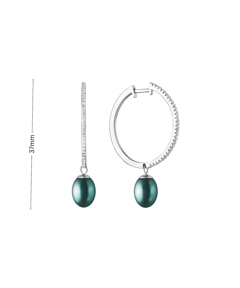 Hõbekõrvarõngad pärlite ja tsirkoonidega