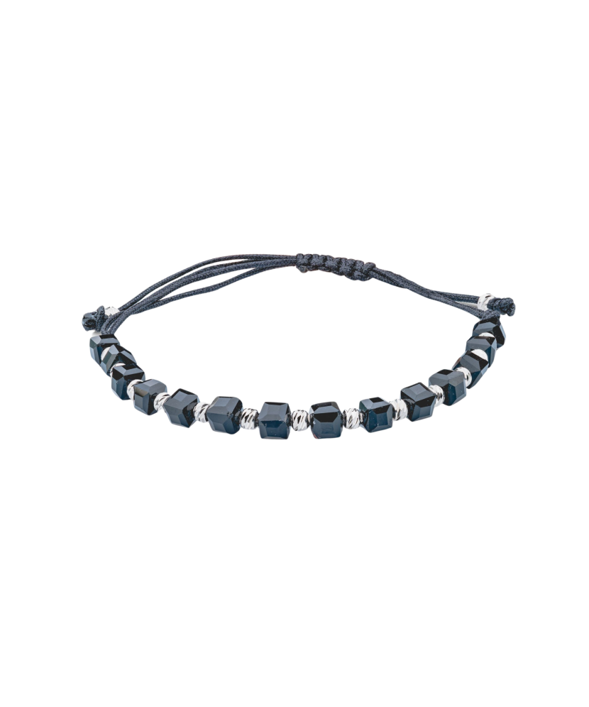 Mustast lõngast käevõru hõbedaga ja oonüksiga - Goldinga