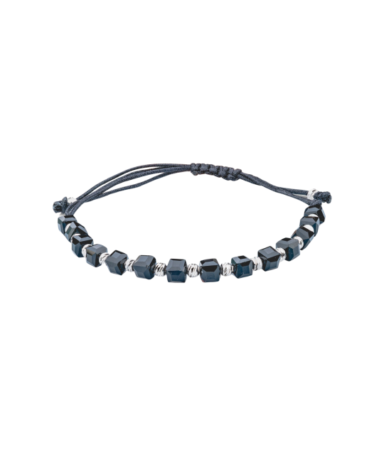 Mustast lõngast käevõru hõbedaga ja oonüksiga - Goldinga