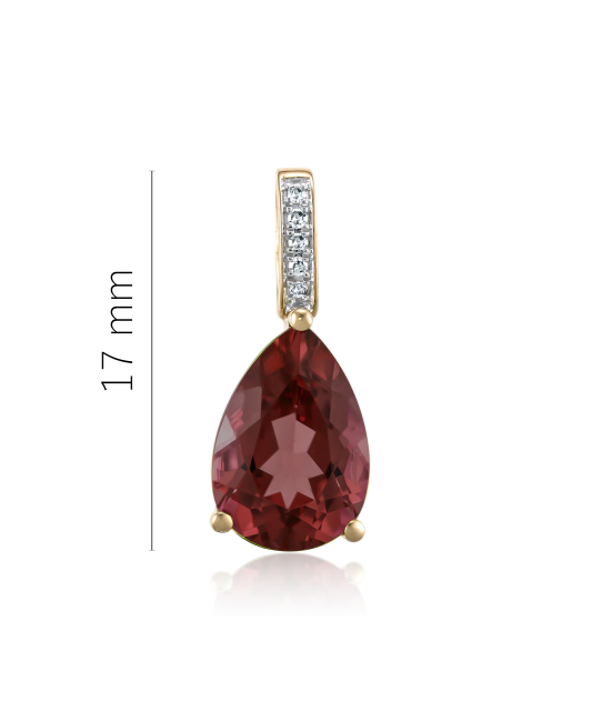 Geltono aukso pakabukas su deimantais ir granatu