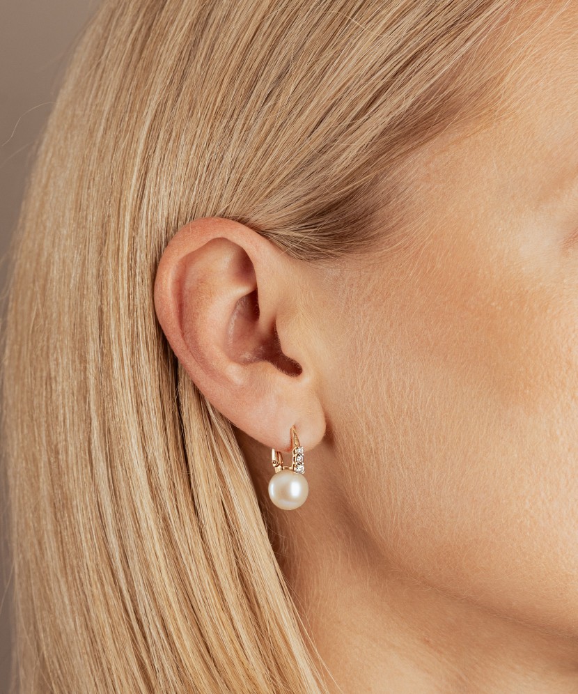 Kuldkõrvarõngad pärli ja kristallidega Goldinga S792225