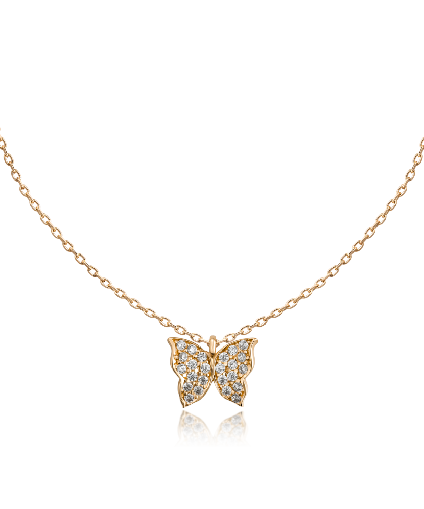 Kuldkett tsirkoonist ripatsiga "Liblikas"